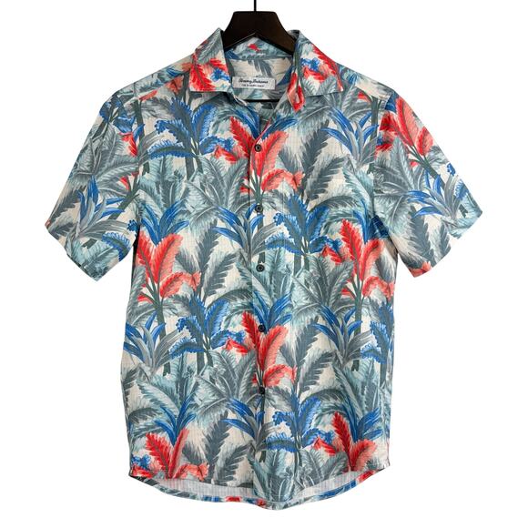 Tommy Bahama Mens Coast Villa Palms IslandZone Button Up Shirt Blue Gray - XS - Picture 1 of 8